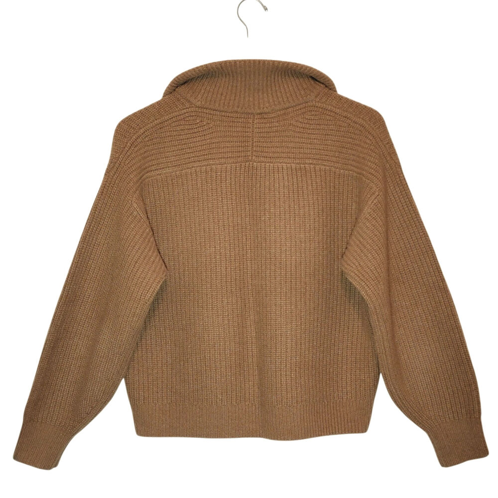 Everlane The Half-Zip Wool Ribbed Knit Sweater Long Sleeve Camel Tan S Classic - Picture 11 of 16